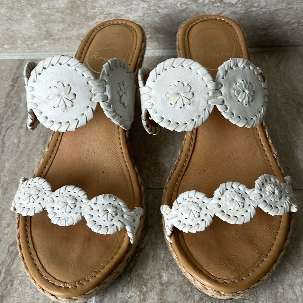 Jack Rogers Shelby wedge sandal white size 7M